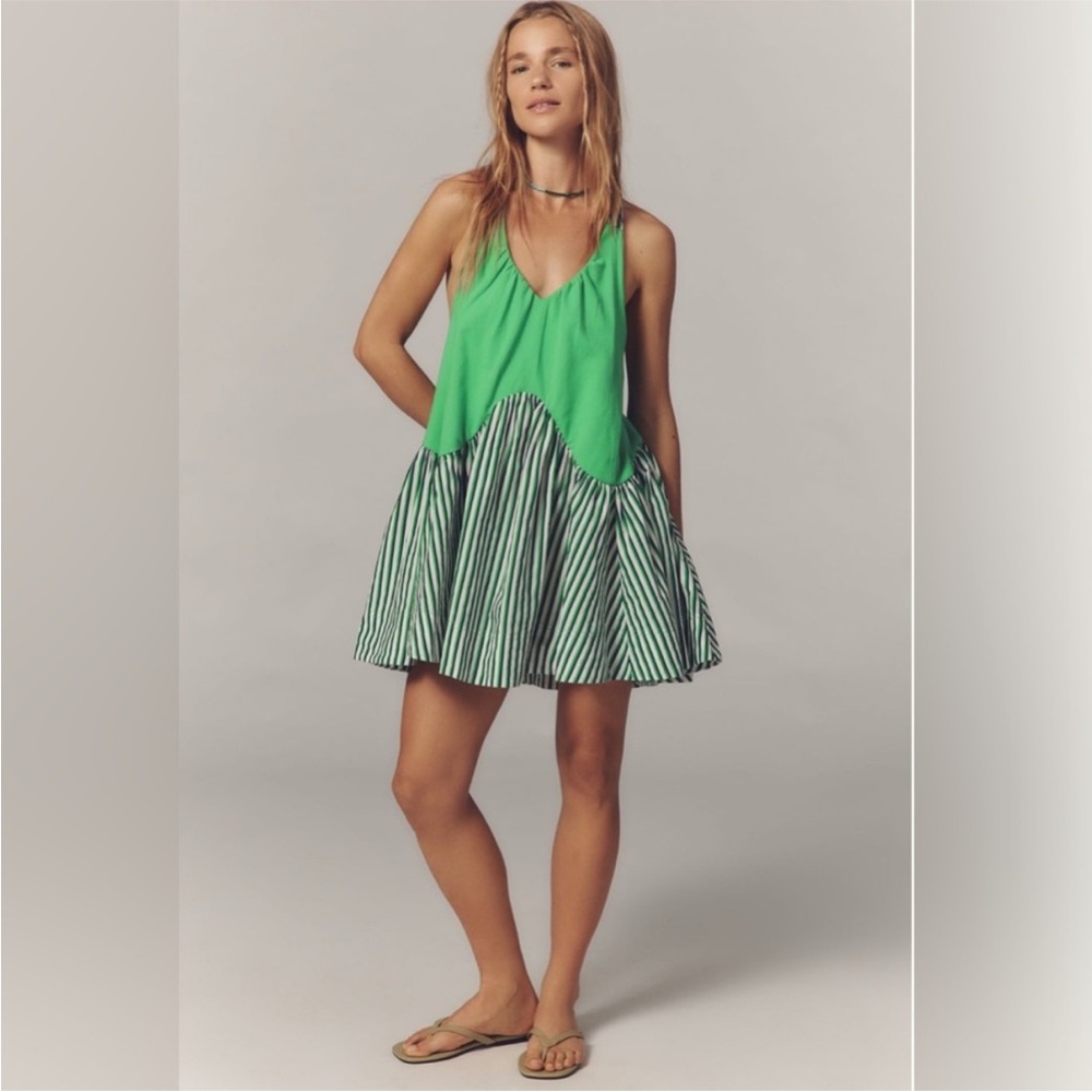 Daily Practice Spring Fling Racerback Babydoll Mini Dress Striped